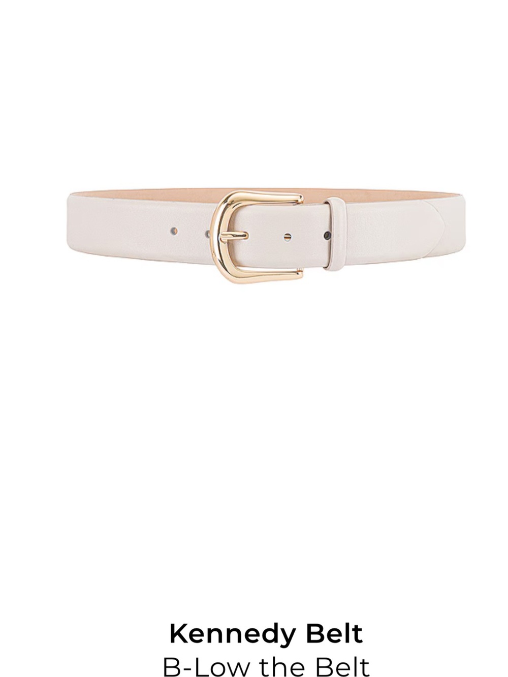 B-Low the Belt Kennedy Ivory Leather Belt with Gold Buckle